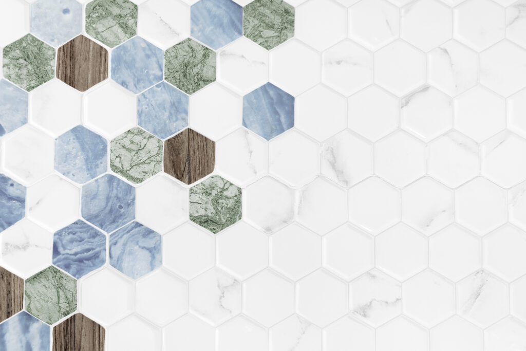 Colorful hexagon tiled textured background
